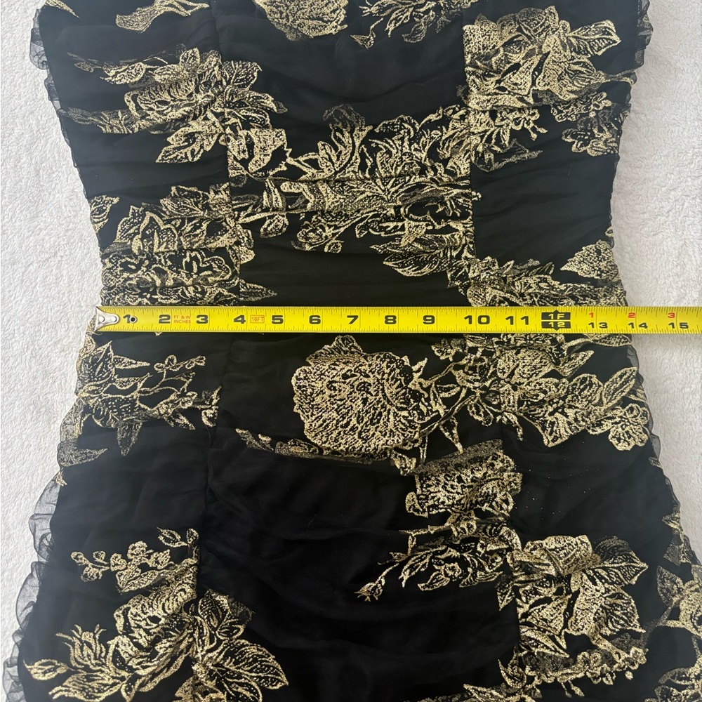 NWT MARCHESA NOTTE Strapless Black/Golden Midi Dress. - Picture 6 of 7